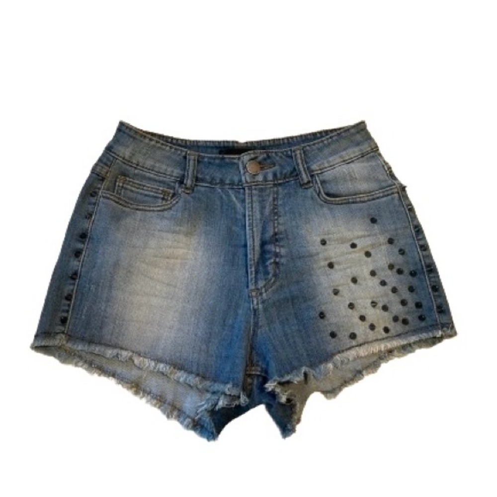 Mind Code studded and frayed shorts, S